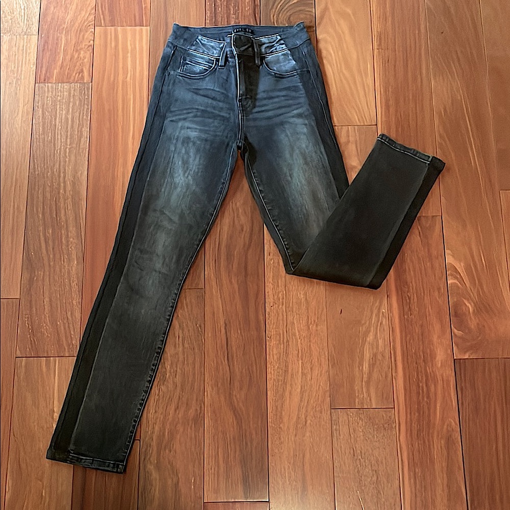 Dark Gray Tuxedo Stripe Skinny Jeans